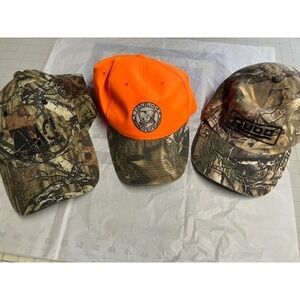Headwear, mens caps, lot of 3; Hunting hats / caps, Camouflage Hunters Orange